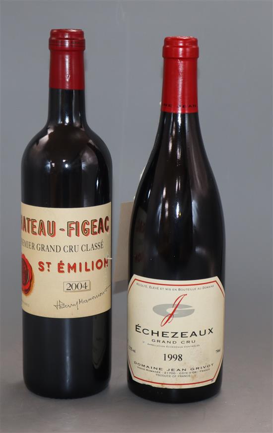 One bottle of Domaine Jean Grivot Echezeaux Grand Cru 1998 and Chateau-Figeac Premier Grand Cru Classe St Emilion 2004 (2)